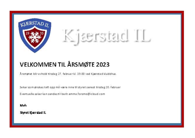 Årsmøte 27 februar 2024